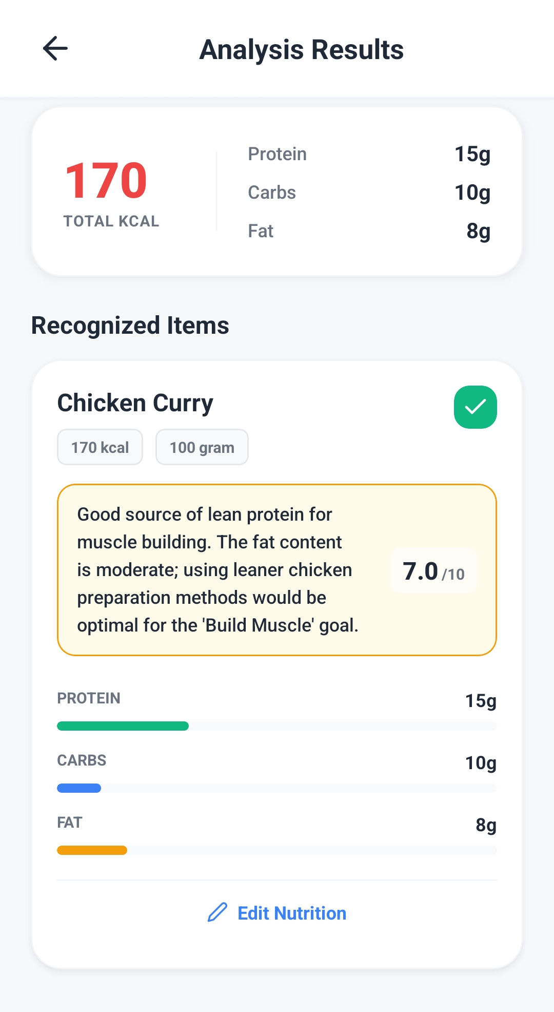 AI Food Analyzer Screenshot