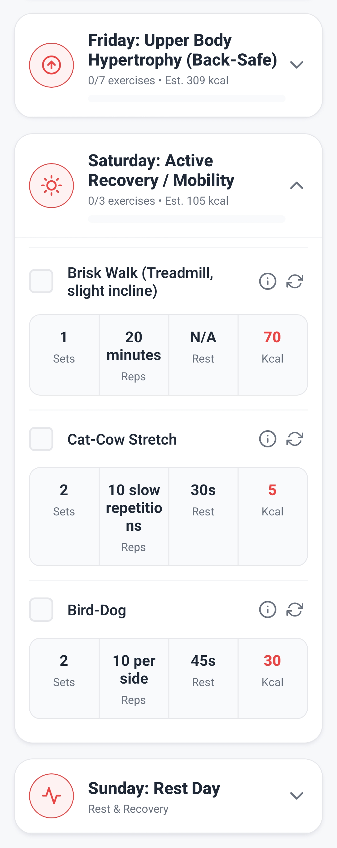 Dynamic Workout Generation Screenshot